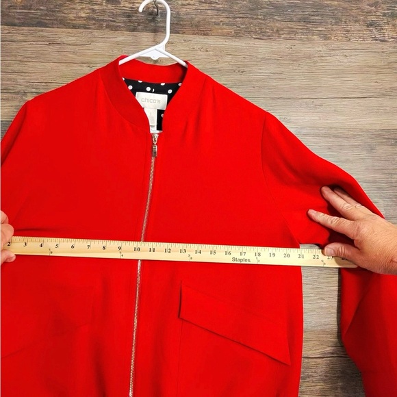 Chico's Bold Red Full Zip Jacket with Zipper - Picture 3 of 11